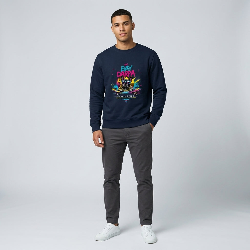 Sudadera Eco Unisex "Bay Darpa" – Frenchie Skater Retro [🌱 Sostenible]