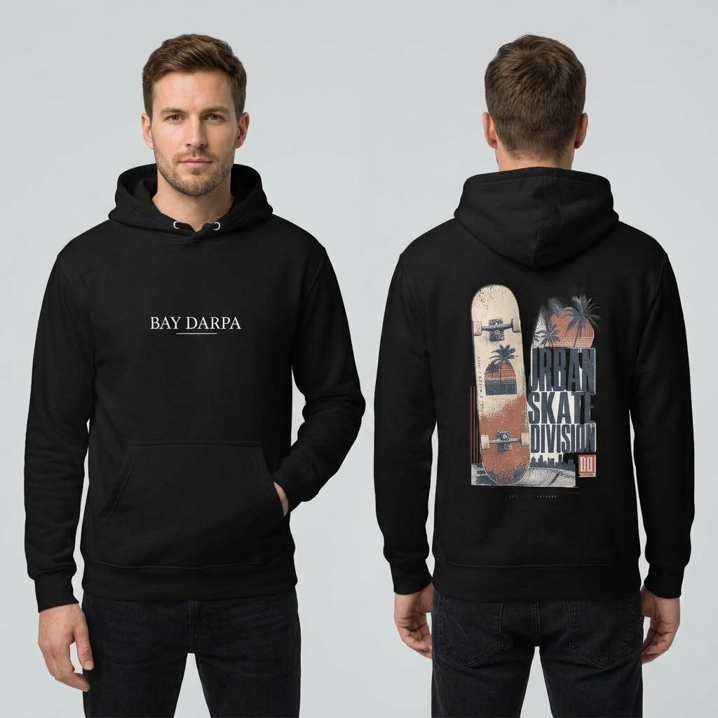 Sudadera con capucha gráfica urbana unisex «Urban Skate Division»