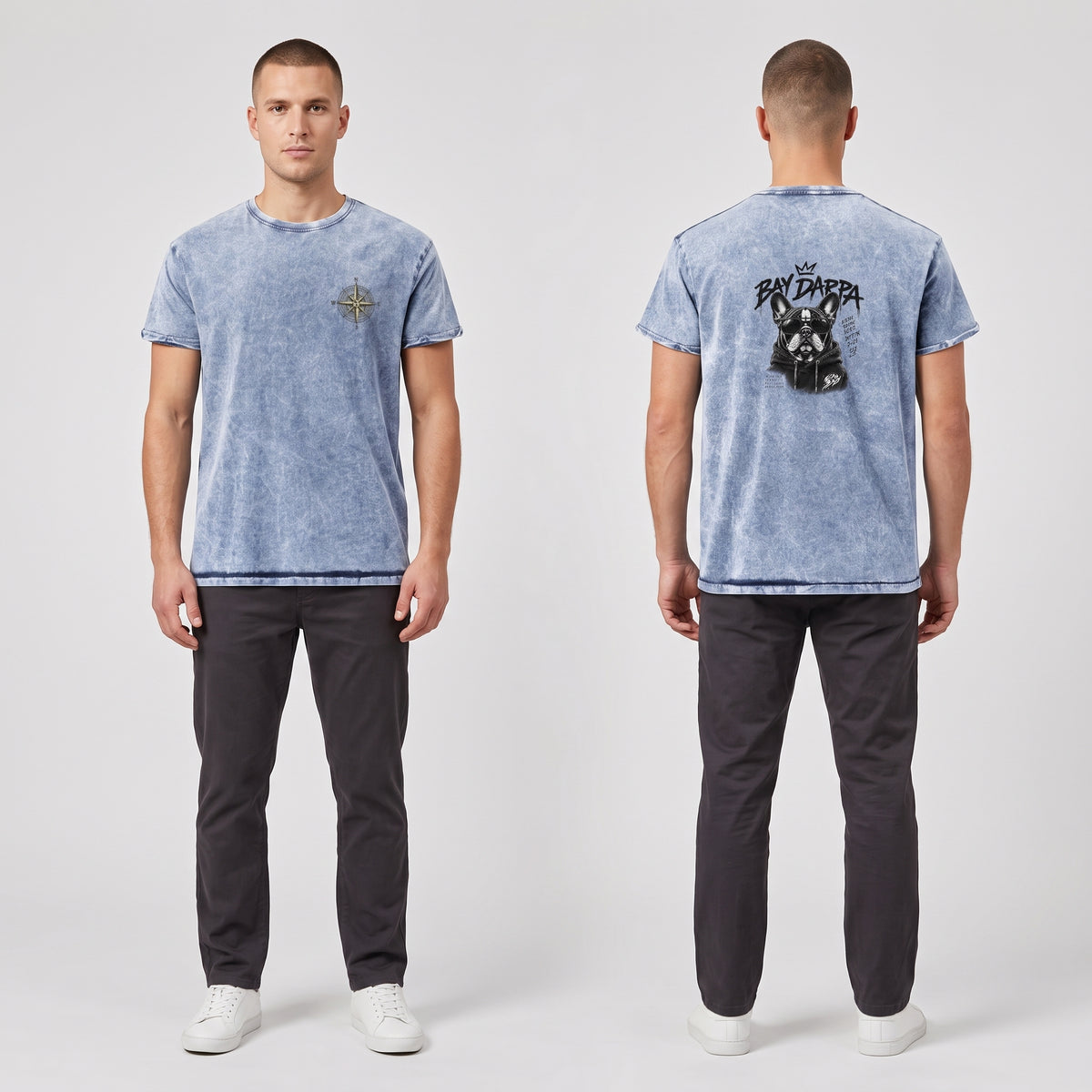 Camiseta Denim Acid Wash - Compass & Frenchie "Bay Darpa"